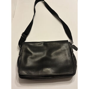 Vintage Coach Black Leather Messenger Bag Crossbody Metro Style 5339